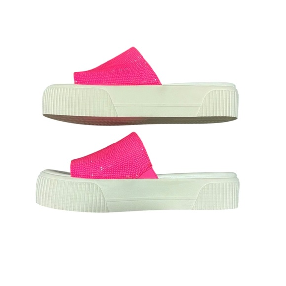 Jessica Simpson Ezira Open Toe Embellished Neon Pink Platform Sandal Size 6 - Picture 4 of 8